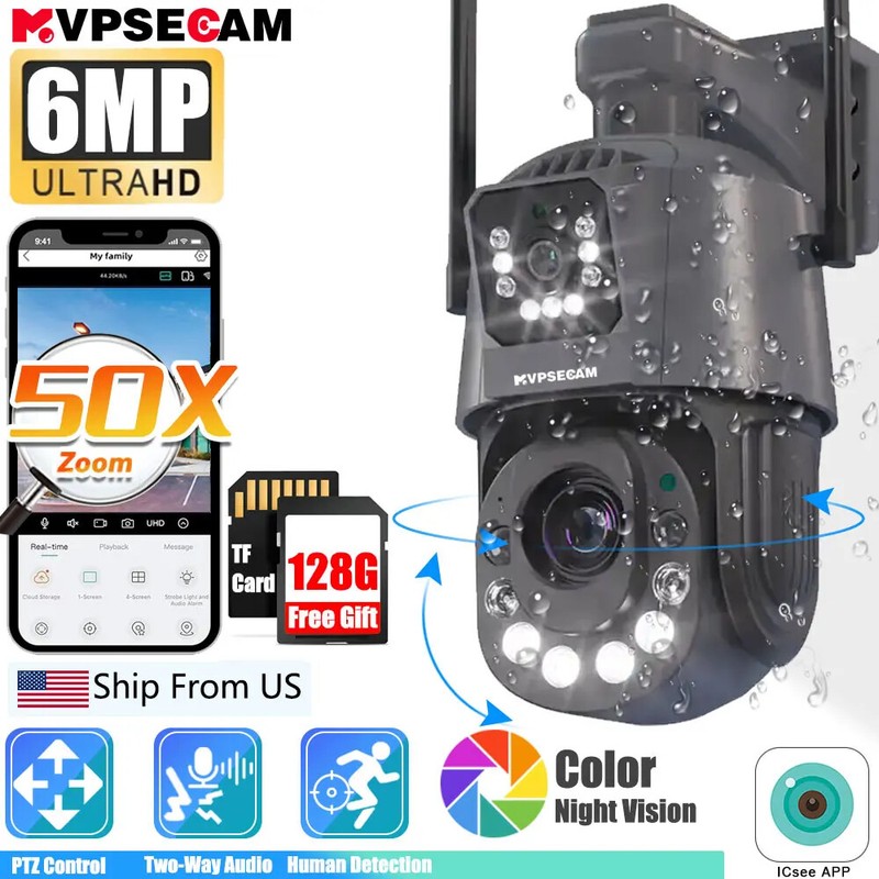 Outdoor Surveillance WiFi Camera 3K 6MP Dual Lens PTZ Human Detectio CCTV Camera gallery