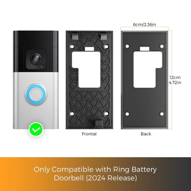 No Drill Adhesive Video Doorbell Mount Compatible with Ring Battery Doorbell ... gallery