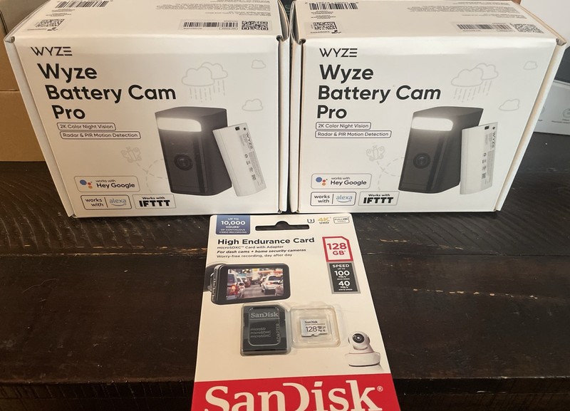 Wyze Cam Pro Lot W/ Doorbell Cam, Solar Panel, SD Card & Two 50’ USB Cables gallery