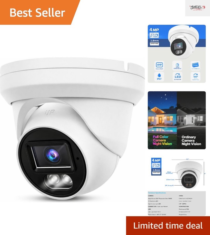 Wide Angle 4MP PoE Dome Camera for Complete Night Vision Coverage – 105° View