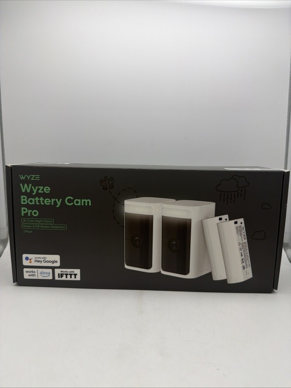 Wyze Battery Cam Pro 2-Pack – 2K HDR Wireless Cameras w/ Mounts SEALED
