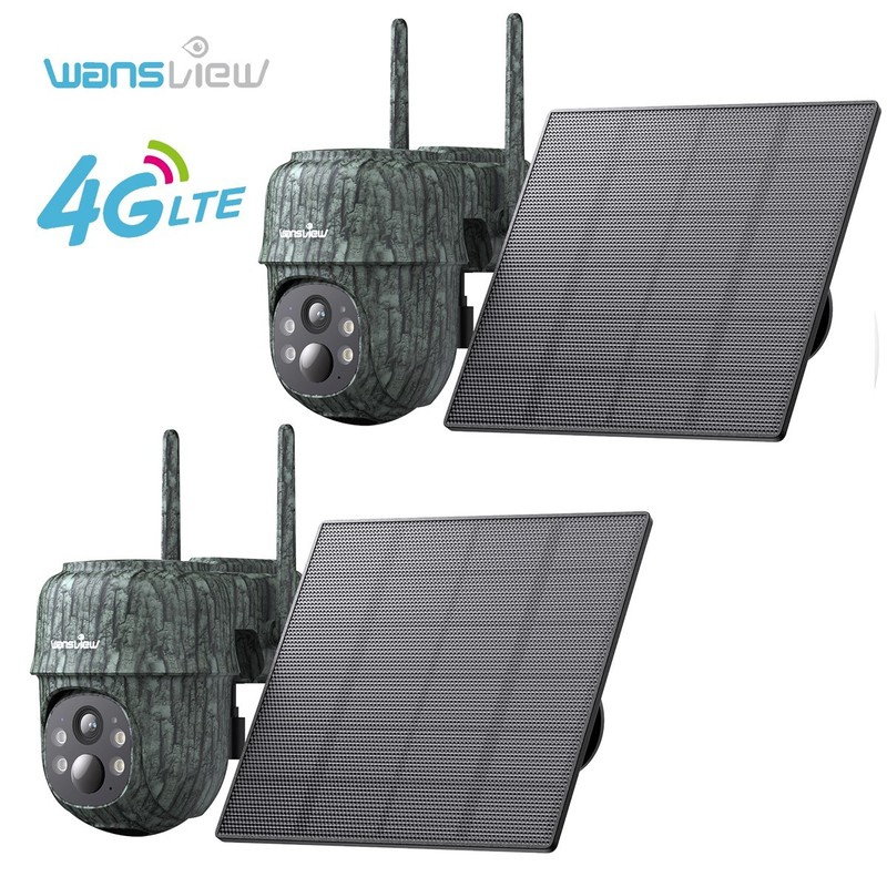 2X Wansview 4G LTE Cellular Security Camera No WiFi Solar Outdoor With SIM Card
