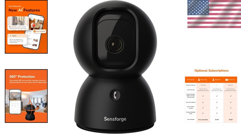 360° Pan & Tilt Home Security Camera - AI Human Detection with 2.5K Clarity gallery