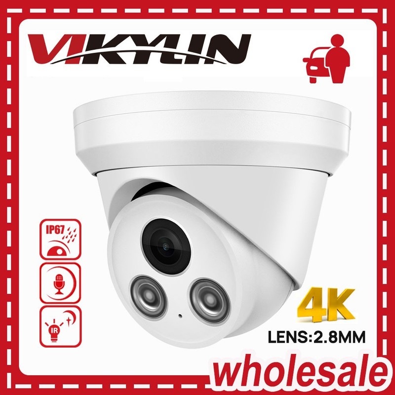 Vikylin 8MP 4K Turret Security IP Camera IR30M Built-in Mic PoE P2P CCTV IP67 US