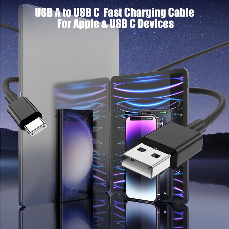 3-Pack Black [3.3FT+3.3FT+6FT] USB A to USB C Cable，USB to USB C Car Carplay ... gallery