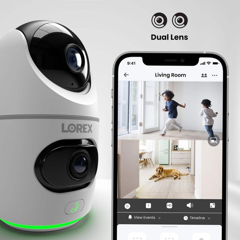 Lorex 2K Dual Lens Indoor Pan-Tilt Wi-Fi Security Camera (32GB) - Open Box gallery