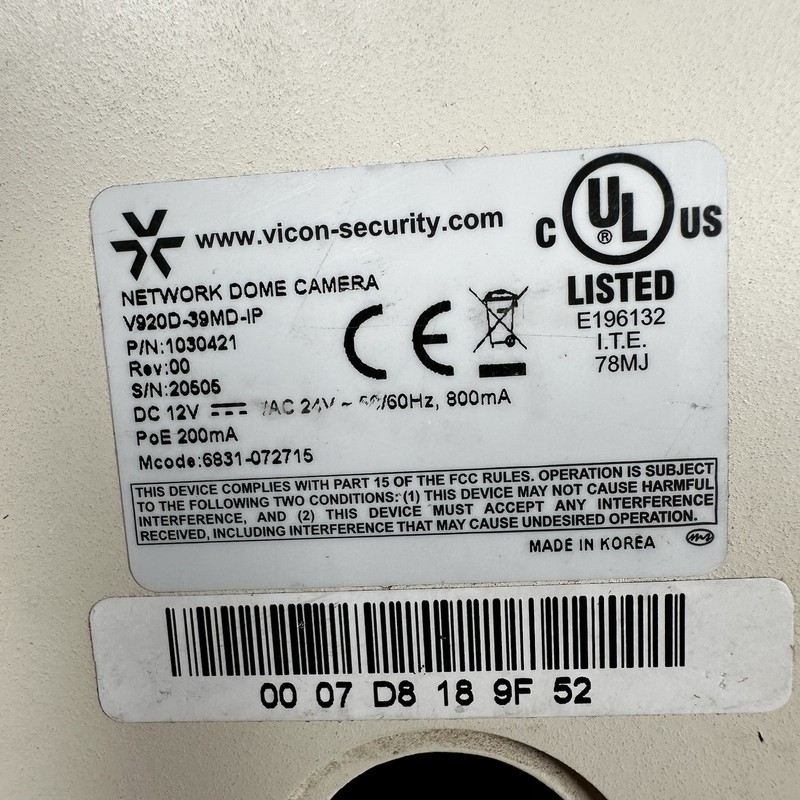 Lot of 2 Vicon V920D-N39M-IP Dome Camera gallery