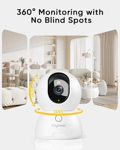 2-Pack Indoor Security Cameras, 2K Night Vision Pet Camera, Motion Detection, 2- gallery