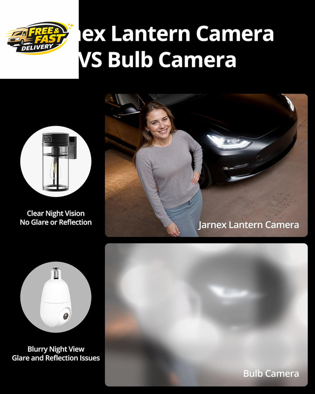 Outdoor Porch Light Security Camera, 2K HD Live View Wi-Fi Human Detection, Pan gallery