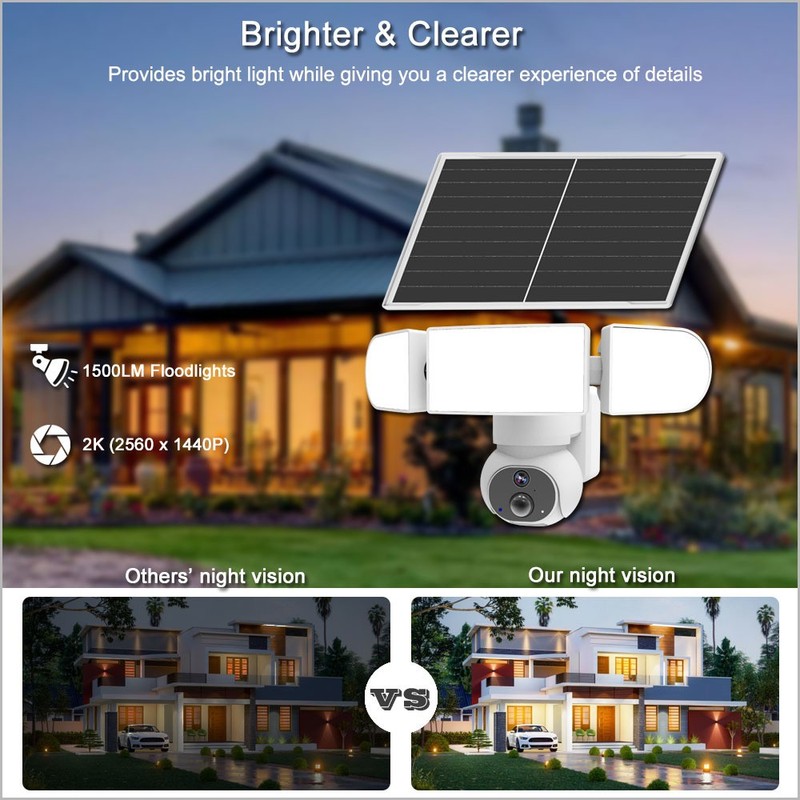 4MP Solar Security Camera 1500LM Floodlight 4G WiFi Motion Sensor IP65 CCTV gallery