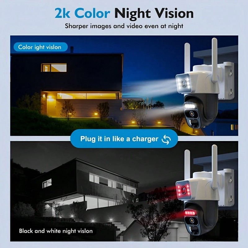 Solar Dual Lens WiFi6 Security Camera 3MP PTZ Outdoor Spotlight Siren gallery