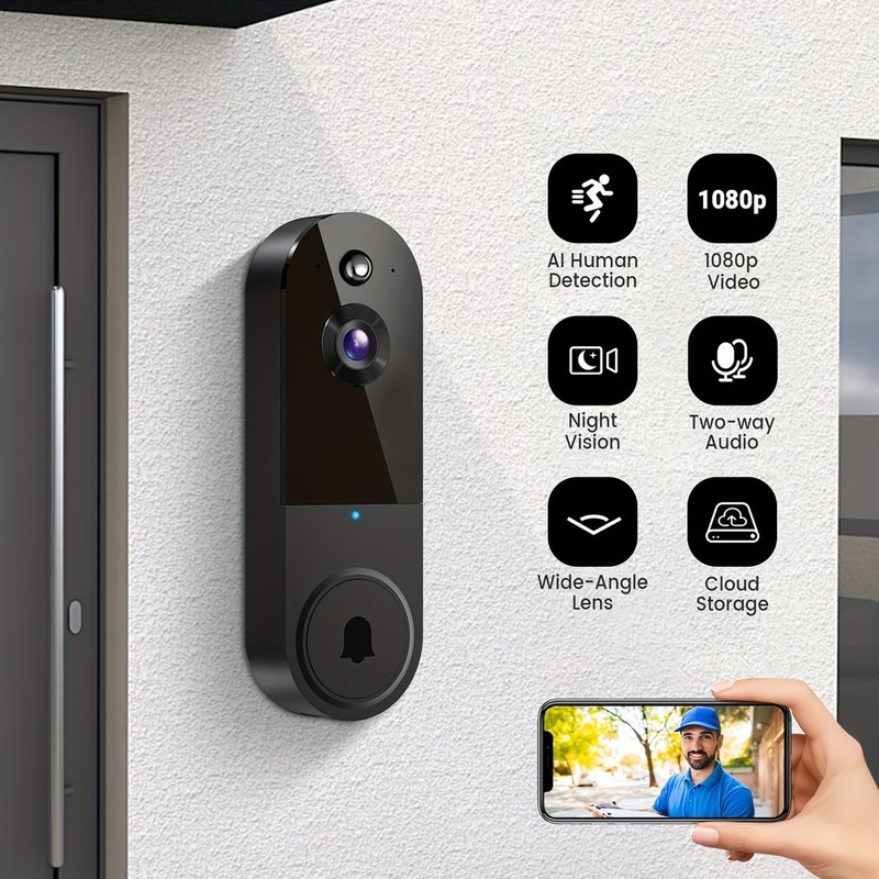 1080P Video Doorbell Camera, Intelligent Body Detection, Cloud Storage, Realtime gallery