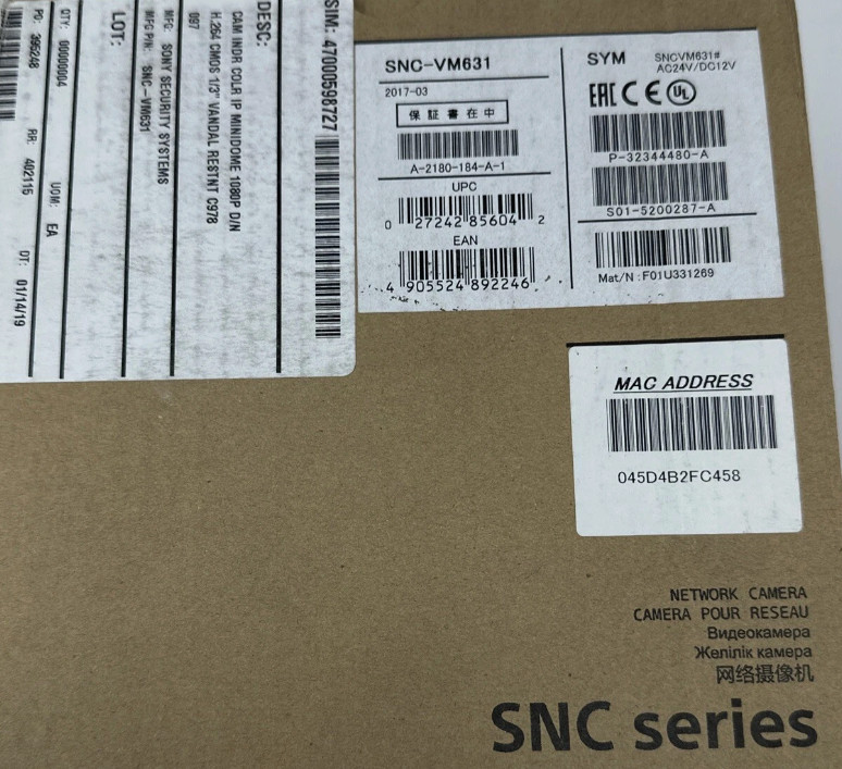 New Sony SNC-VM631 Indoor Dome IP Security Camera HD 1080p/60p, Zoom Lens gallery