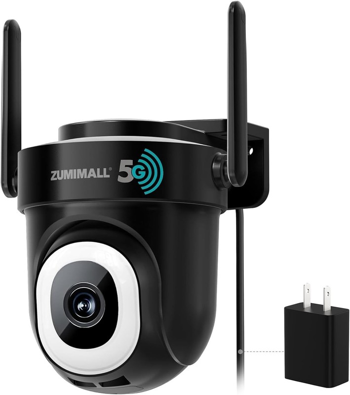 ZUMIMALL 5MP Wired Outdoor Home Security Camera 2.4G/5GHz WiFi, 24/7 Recording