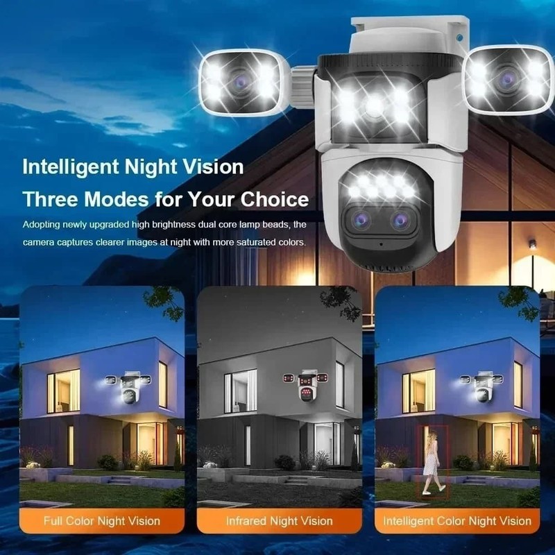 Four Lens 10K WiFi Security Camera 10X Zoom Outdoor Night Vision CCTV PTZ Camera gallery