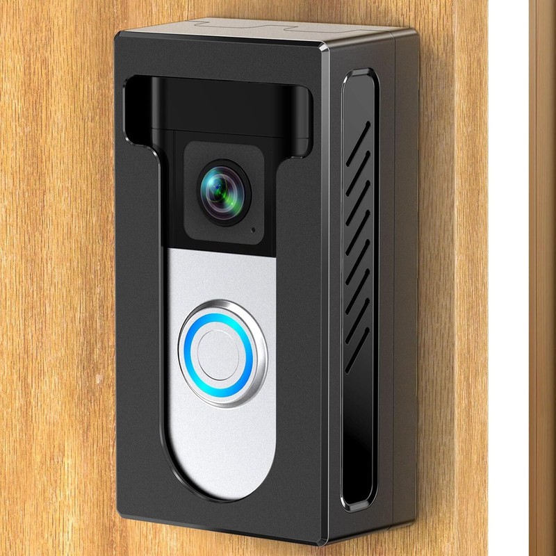 QIBOX No Drill Adhesive Video Doorbell Mount Compatible for Ring/Blink Black