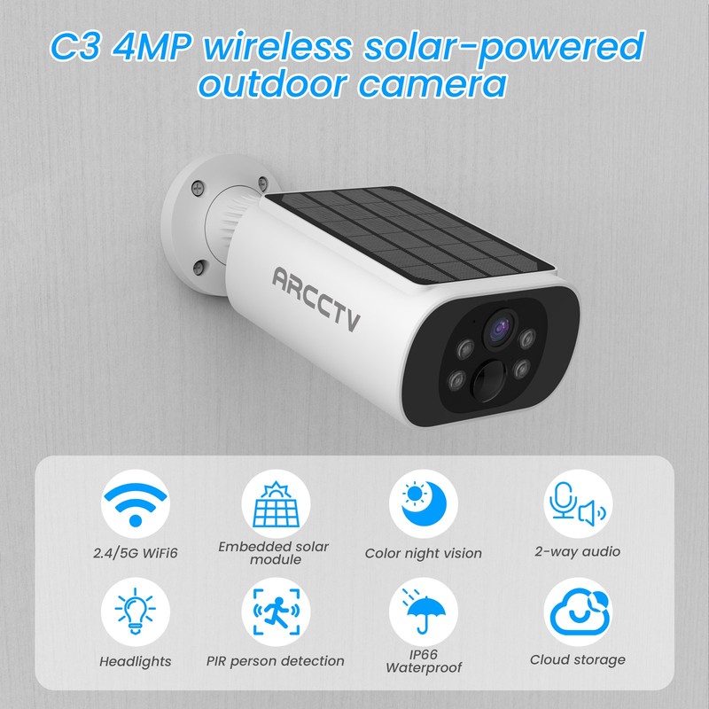 ARCCTV 4MP Security Camera 5G WiFi Wireless Solar Battery Smart Home Outdoor gallery