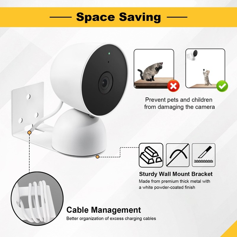 3 Pack Adhesive Metal Nest Mount fits for Google Indoor Nest Cam 2nd Generati... gallery