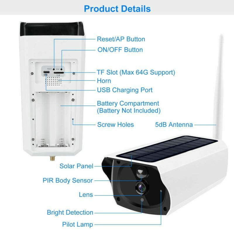 1080P HD Solar Powered WiFi IP Camera Outdoor Wireless Security Night Vision Cam gallery