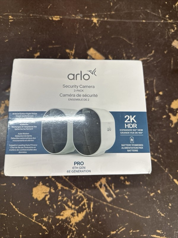 Arlo Pro 6 Wire-Free 2K Security Camera – White – 2 Pack New & Sealed G7