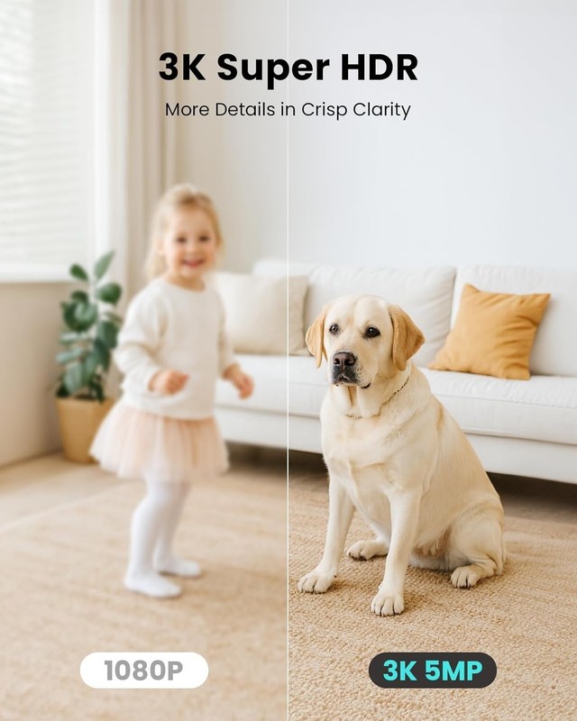 Smart 3K HD Indoor Camera - 360° PTZ, Night Vision & 2-Way Audio for Home Safety gallery