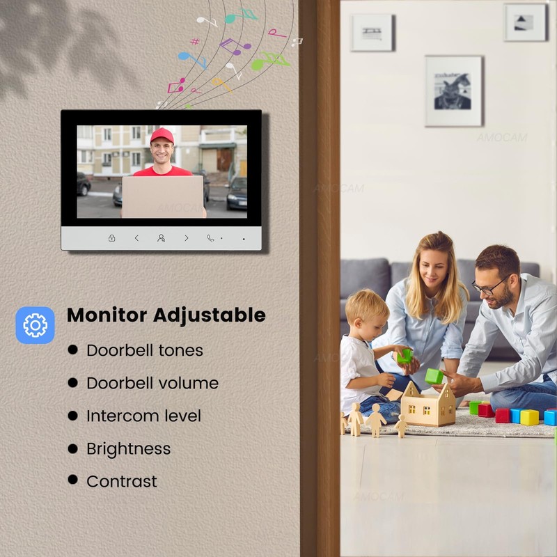 1080P Video Intercom System, Wired VideoDoorbell HD Camera with 7 Inch Monito... gallery