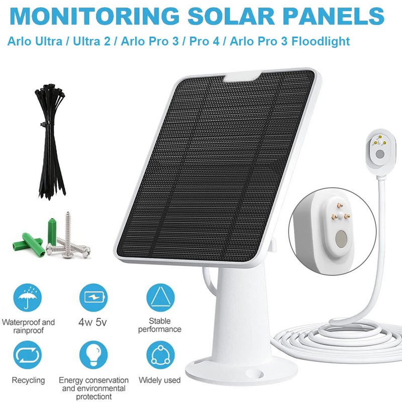 Solar Panel Charger For Arlo Ultra/Ultra 2/Pro 3/Pro 4/Pro 3 Floodlight Camera gallery