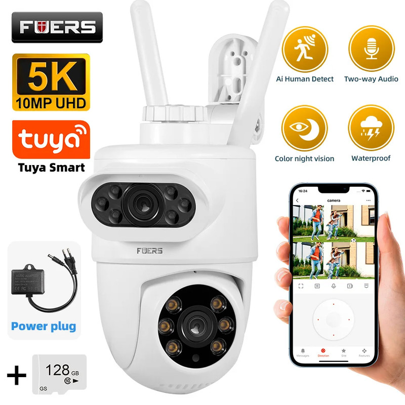 5K 10MP Dual Lens IP Camera Tuya Smart Outdoor Home Security Auto Tracking Human gallery