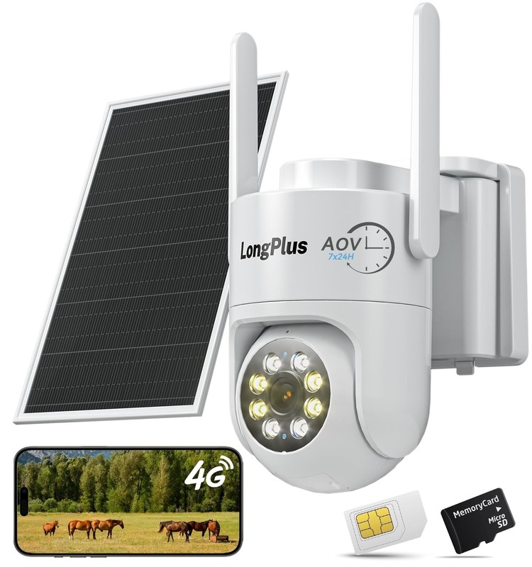 4G LTE Solar Security Camera - Wireless Outdoor, 2K Night Vision, 360° View, PIR gallery
