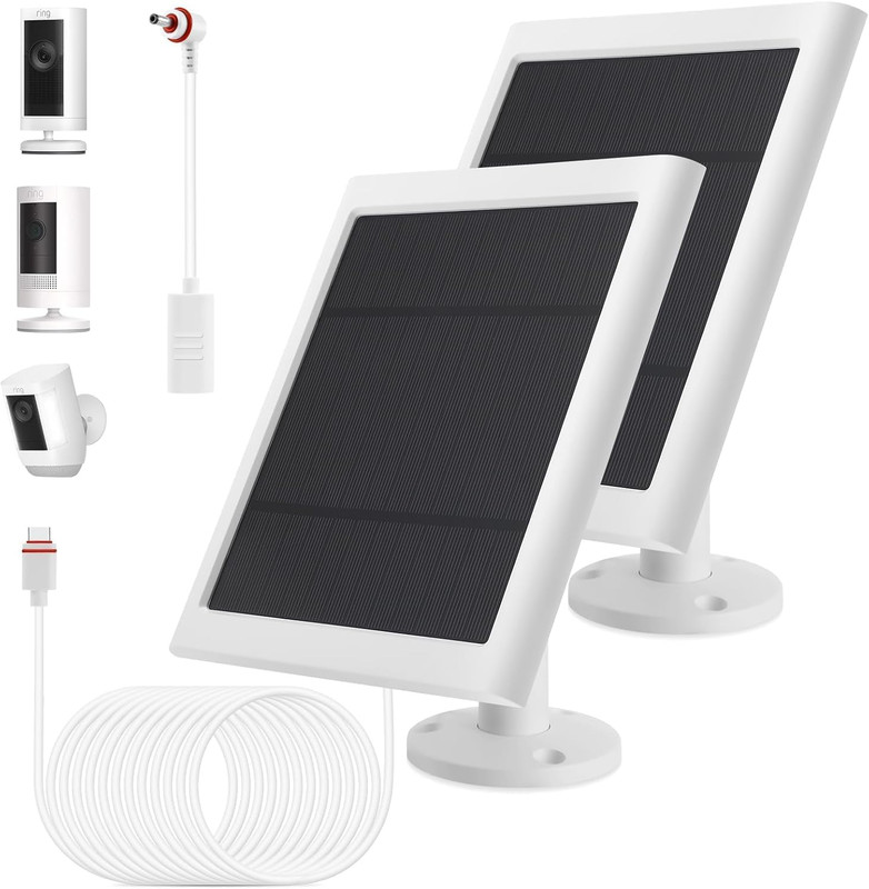 IP65 Solar Panel Outdoor for Ring Cameras (White 2P) Spotlight Cam Plus/Pro(Batt gallery
