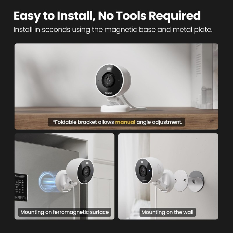 2K Security Camera Indoor/Outdoor, Magnetic Wired Cameras for Home Security, ... gallery