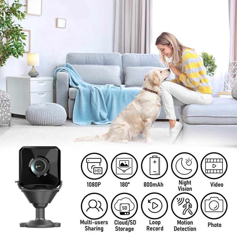 4K Mini Wifi/No Wifi Security Camera Wireless Surveillance Built-in Battery Cam