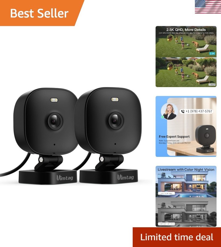 Smart Wi-Fi Security Camera 2.5K with Motion Spotlight, Night Vision & Siren