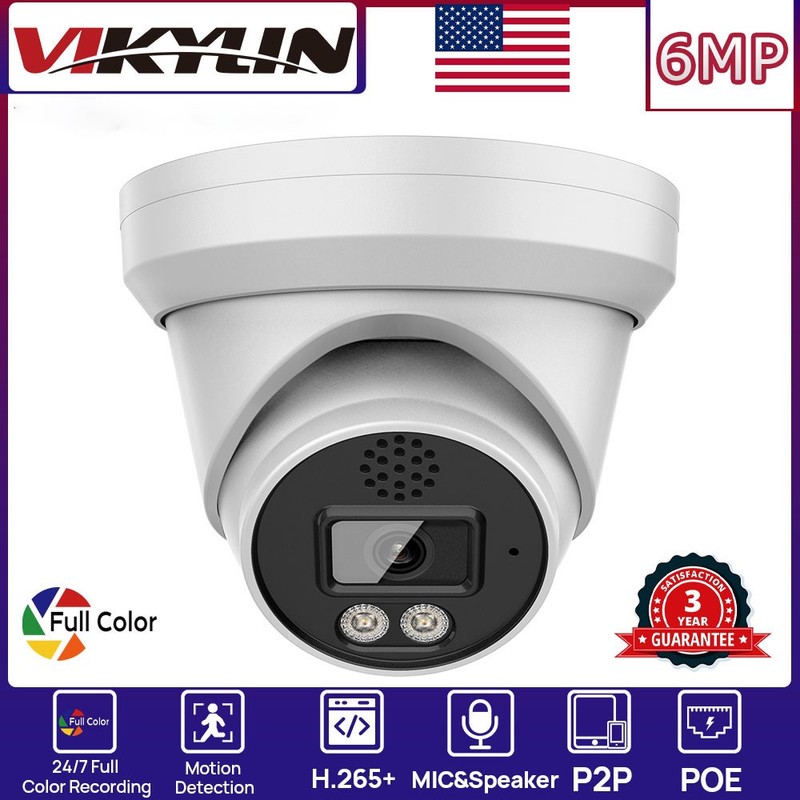 VIKYLIN Turret POE 7/24 recording Color 6MP Ethernet CAMERA Outdoor ONVIF Viewer gallery