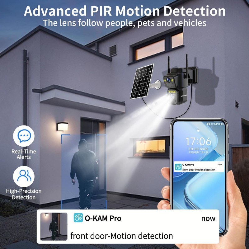 Dual Lens Security Cameras Wireless Outdoor，Solar Cameras for Home Security，M... gallery