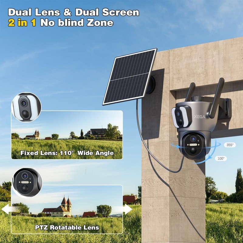 14400mAh Solar-Powered 4G Security Camera - HD Dual Lens for Remote Surveillance gallery