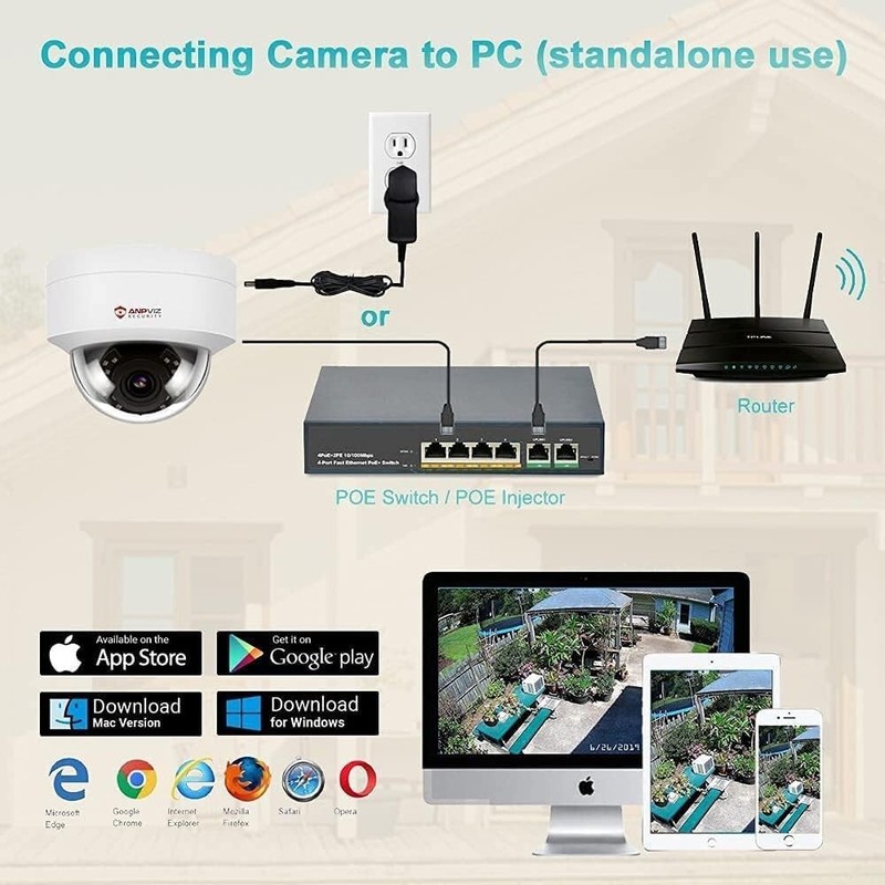 Waterproof 4MP Dome Camera with Built-in Mic & Motion Detection - 98ft View gallery