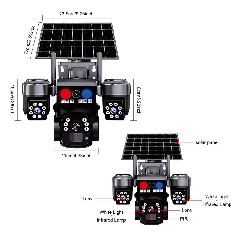 Solar Security Cameras Wireless Outdoor WiFi Night Vision Surveillance+32GB Card gallery