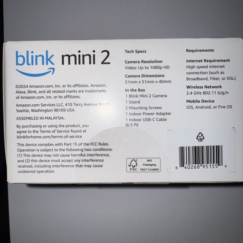 Blink Mini 2 Indoor & Outdoor White Plug-in Smart Security Camera HD Night Alexa gallery