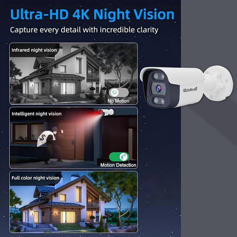 JideTech 4K 8MP PoE IP Bullet Camera Outdoor Human/Vehicle Motion Detection RTMP gallery