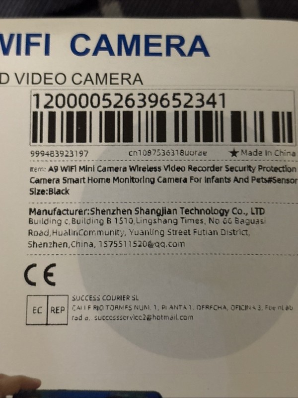 SMART CAMERA MODEL A9 BLACK 5V /1.5A FCC ID:2BC6D-A9 gallery