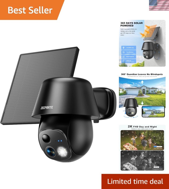 Comprehensive Outdoor Security – 2K Solar Camera with 360° View & Instant Alerts