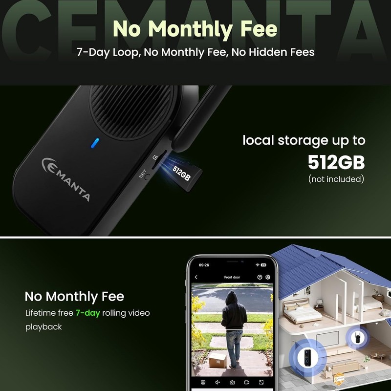 CEMANTA 1080P Dual-Cam Video Doorbell Camera Wireless, No Subscription gallery