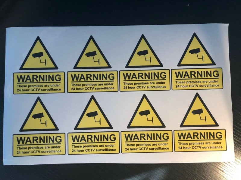 CCTV Printed Stickers 110 x 95mm - 8 Pack gallery