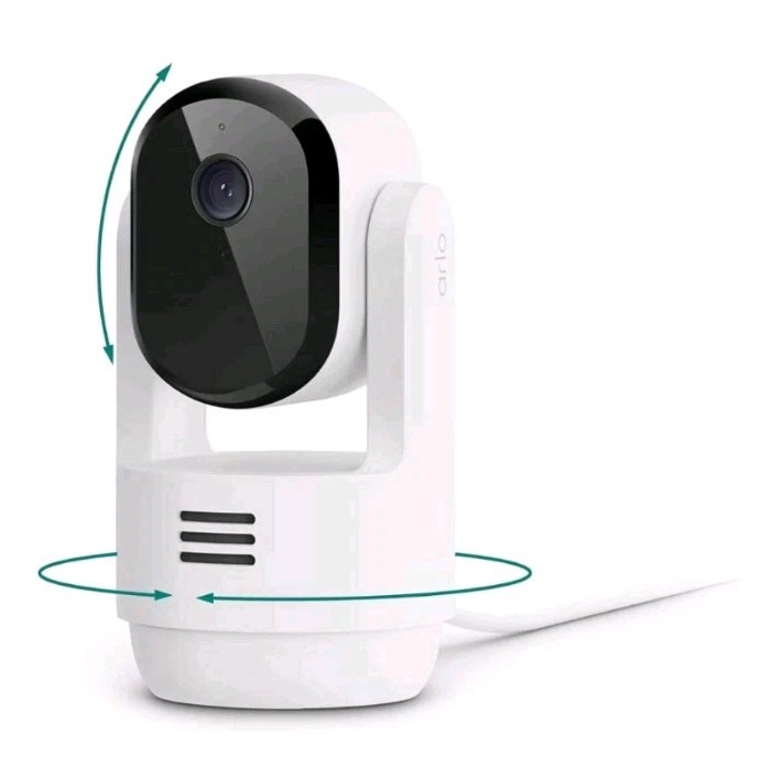 Arlo Essential 2K Indoor Pan Tilt WiFi Smart Camera Pet Monitor Motion Detect