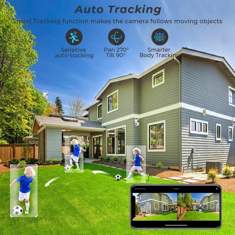 8MP WiFi Camera PTZ Dual Screen AI Auto Tracking Night Vision CCTV Surveillance gallery