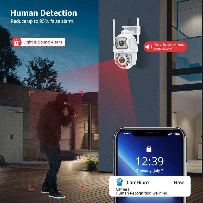 5G/2.4G WiFi Outdoor Security Camera, Wireless PTZ Dual Lens, 360° View, AI H... gallery