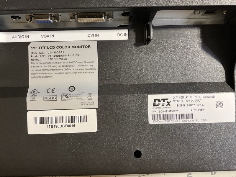 DTX 19” TFT LCD COLOR MONITER MODEL VT-190DBR1 gallery