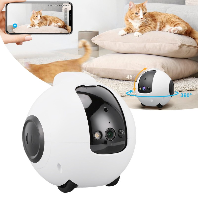 2.5K Pet Camera Robot With 360° Coverage For Home Monitoring BKOJ