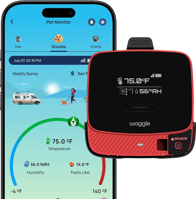 RV Pet Temperature Monitor with RVSentry Geofence Alert, 4G Cellular, No WiFi…